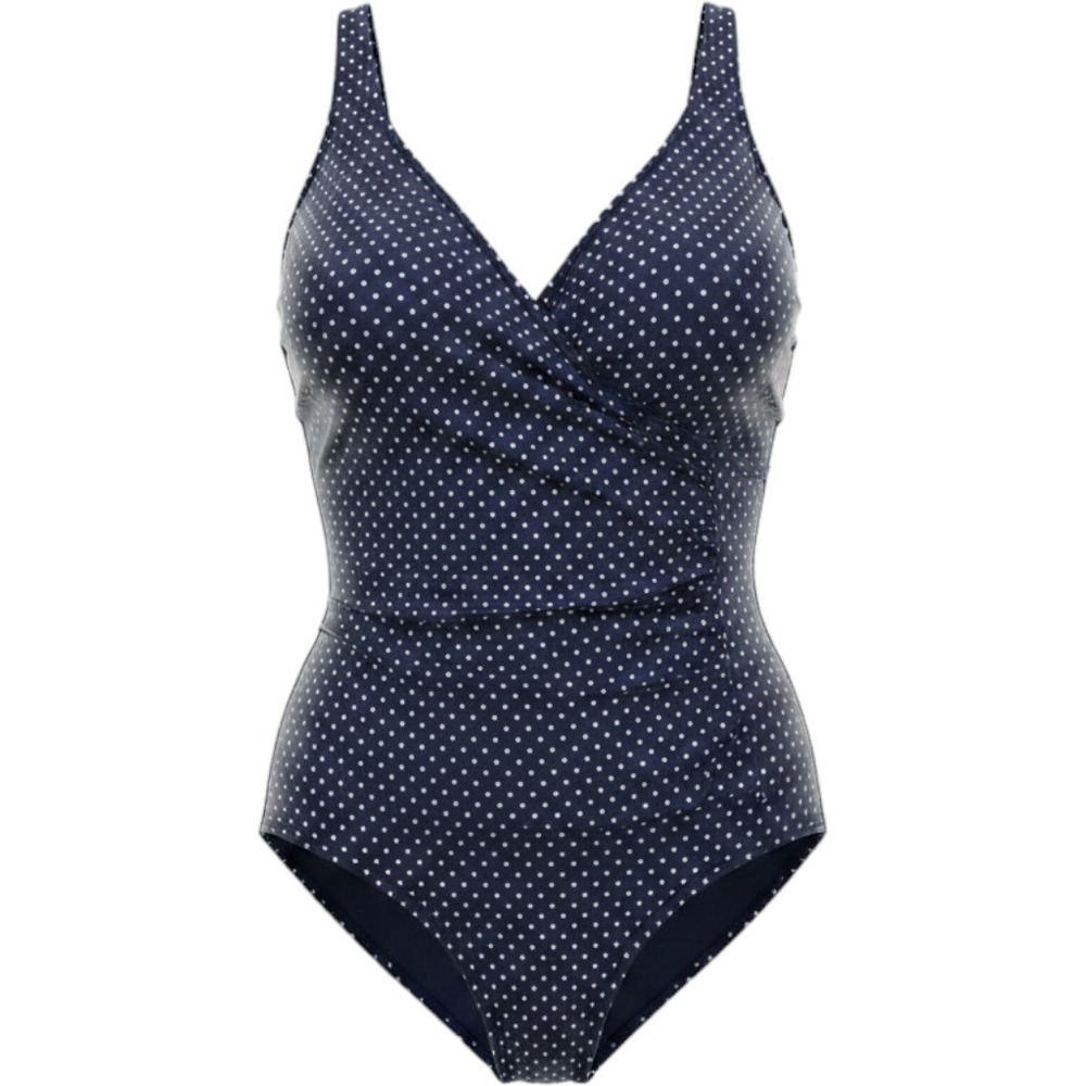 Jantzen Classics Polka Dot‎ One Piece Swimsuit Womens Size 10 Navy Blue Good